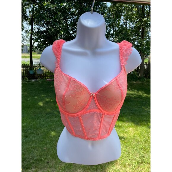 Victorias Secret Lace Corset Bustier S-DD/P-DD Orange - Picture 1 of 8